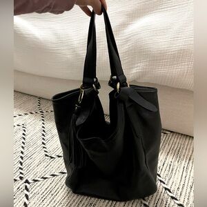 Genuine Leather Slouch Bucket Bag